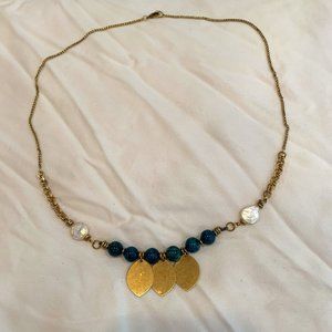 Hespera green bead and leaf necklace New